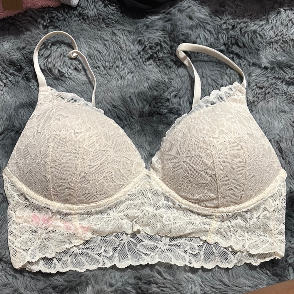 PINK Floral Cream Push-up Bralette